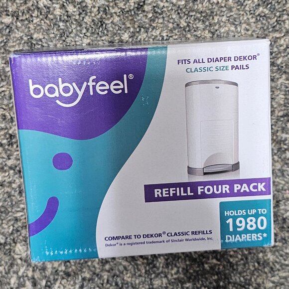 Babyfeel Refills Compatible with DEKOR CLASSIC Diaper Pails Extra Thickness 4pk - Picture 1 of 2